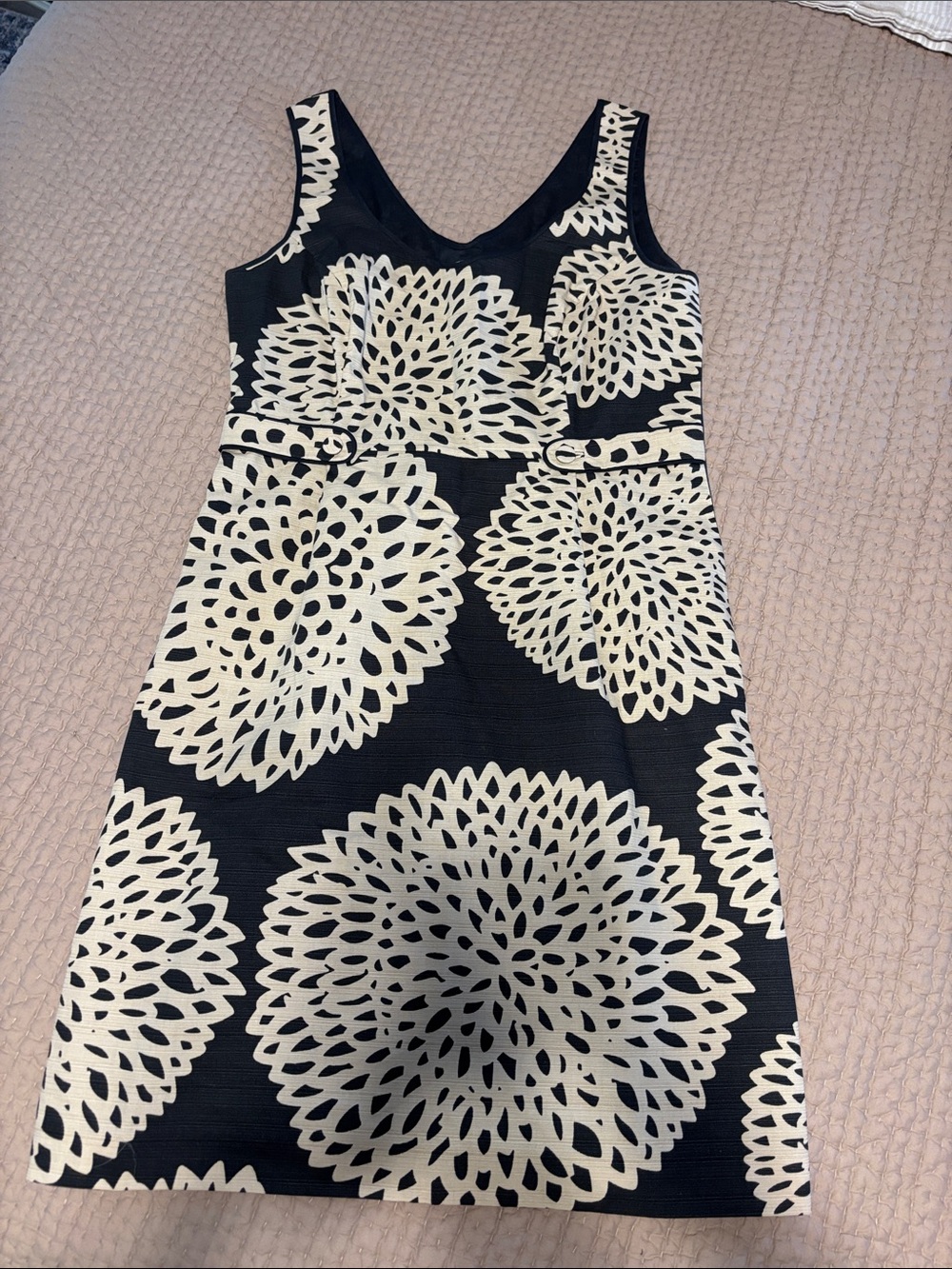 Boden Sleeveless Navy and Cream Floral Print Sheath Dress